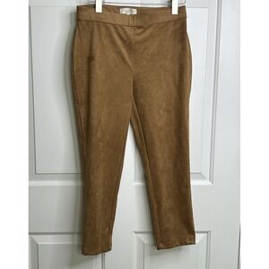 Talbots Faux Suede Leggings Capri Pants Women's 6P Petite Camel Brown Stretch